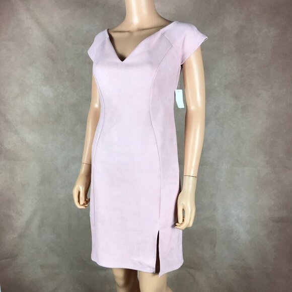 CHARLOTTE RUSSE Sweetheart Neck Pink Faux-Suede Sheath Dress NWT L - Picture 3 of 7